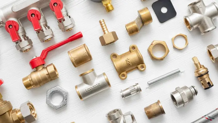 Assorted brass plumbing valves and fittings